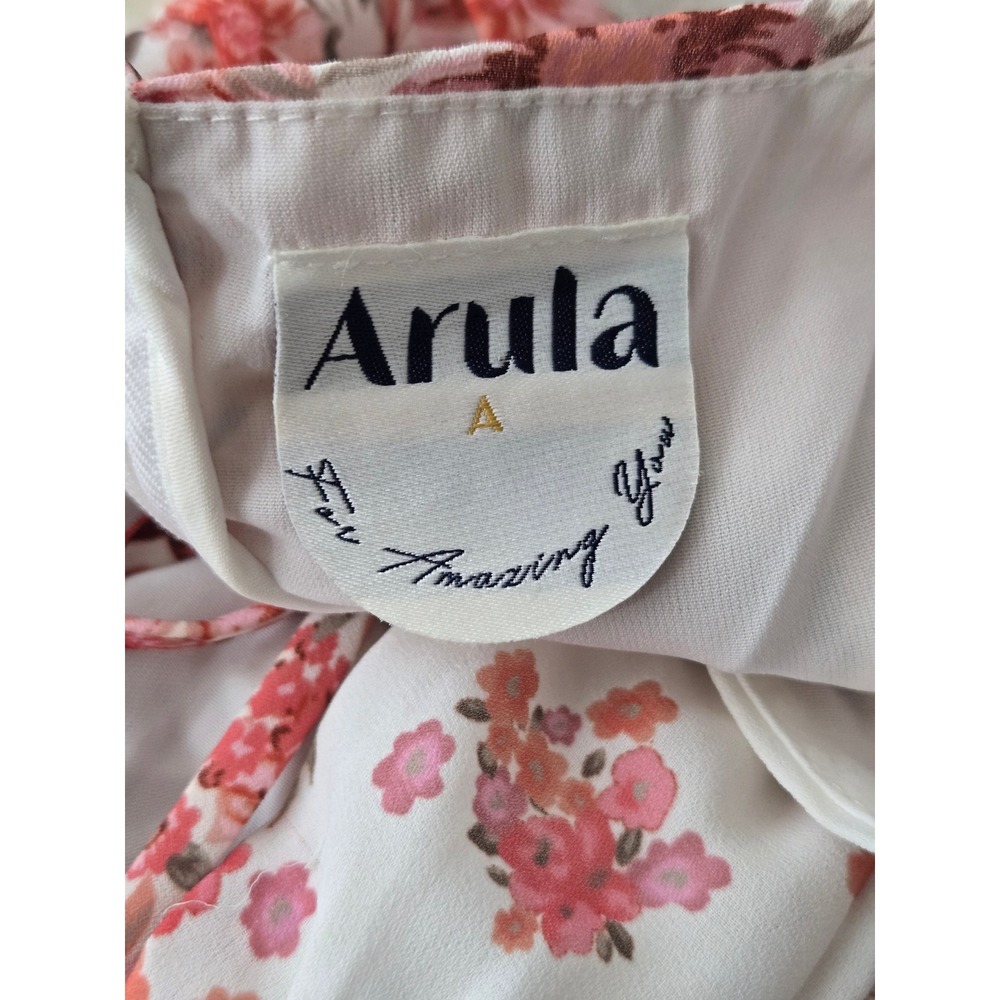 Arula Floral Lace Tiered Dress Size 1X Puff Sleeve Patchwork Cottagecore Boho - Picture 8 of 10